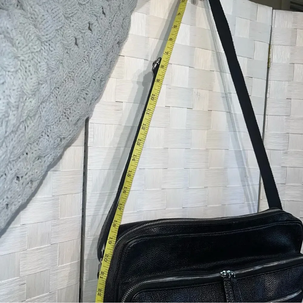 Lucaldo Men’s Laptop/Briefcase Messenger Bag Black Leather Multi Pockets Italian